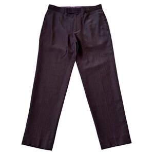 CLUB MONACO Men’s Wool Flat Front Pants Size 34 Brown Pinstripe